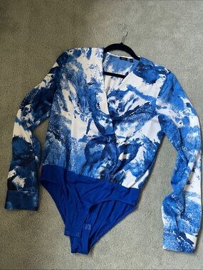 Talula Blue Abstract Print Bodysuit